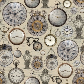 Antique Clocks And  dials - sepia tanned 