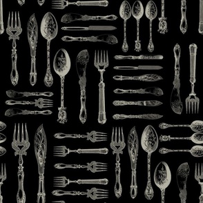 Antiqued Silver Cutlery - Silverware - Black and Sepia Tanned