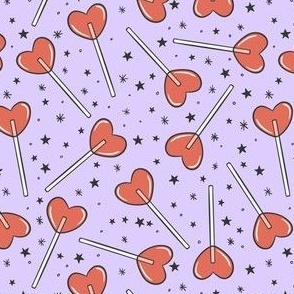 Valentines Heart Pops Lilac Background