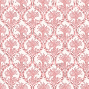 Small - Jungle cat palms - Shell Pink - Block Print inspired - jaguar leopard animals - Maximalist Palms Springs Oasis Chic Island