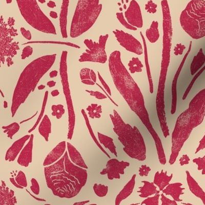 Garden Wall | Viva Magenta block print floral