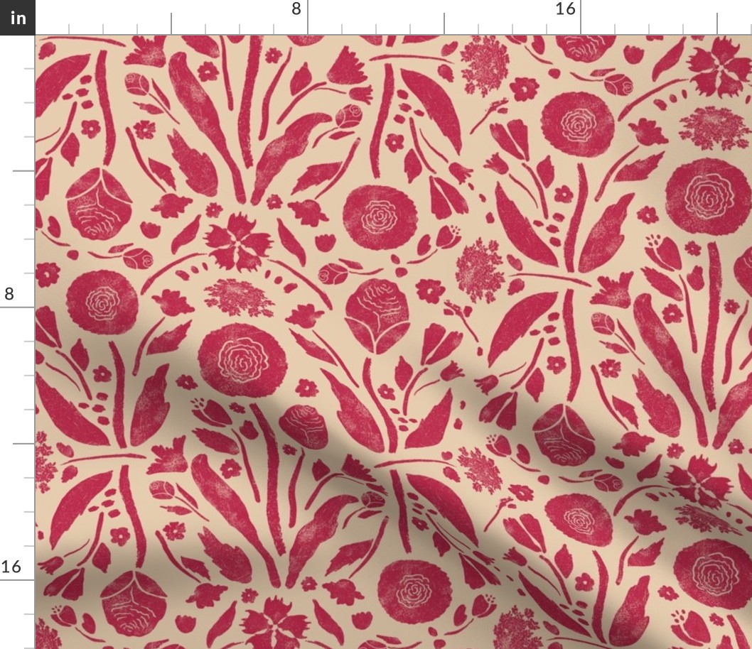 Garden Wall | Viva Magenta block print floral