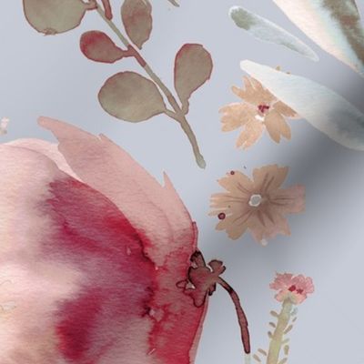 Meadow Poppies watercolor floral - Baby girl and nursery flowers - Pastel Jumbo Large