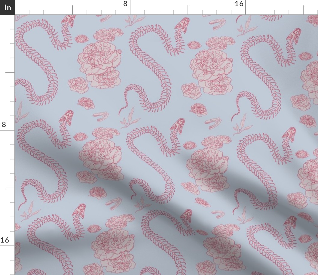 Snake Skeletons and Peonies - Viva Magenta Color Palette