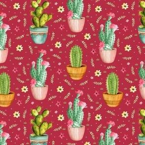 Floral cactus red pattern