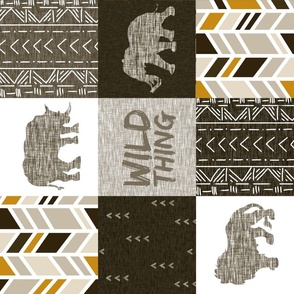 Wild thing quilt - brown/mustard - rotated