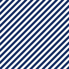 Classic Diagonal Stripes // Deep Sea and White