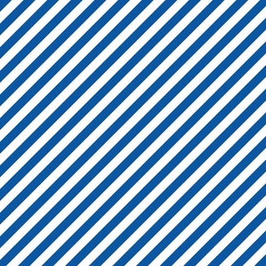 Classic Diagonal Stripes // Royal Blue and White