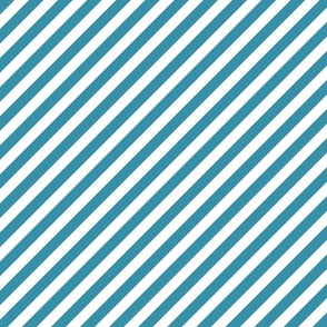 Classic Diagonal Stripes // Island Teal and White