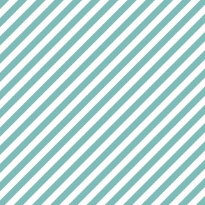 Classic Diagonal Stripes // Sea Glass and White