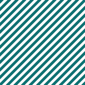 Classic Diagonal Stripes // Teal and White