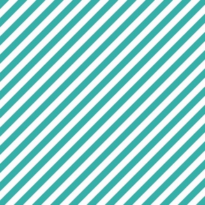 Classic Diagonal Stripes // Caribbean Blue  and White