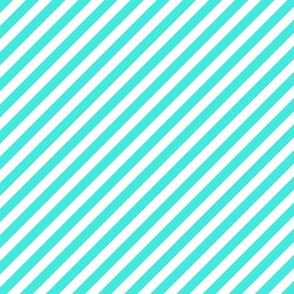 Classic Diagonal Stripes // Turquoise and White