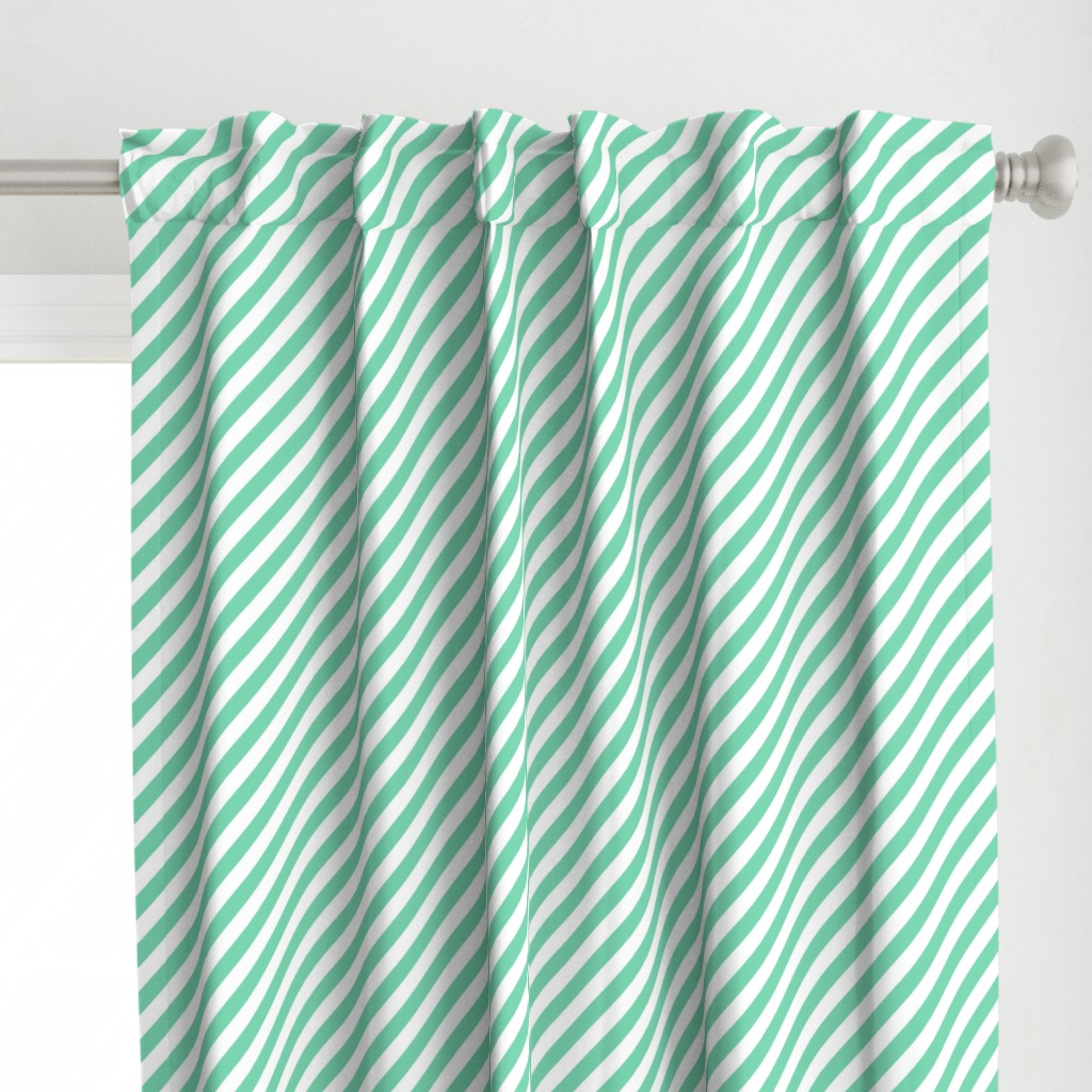 Classic Diagonal Stripes // Aqua and White