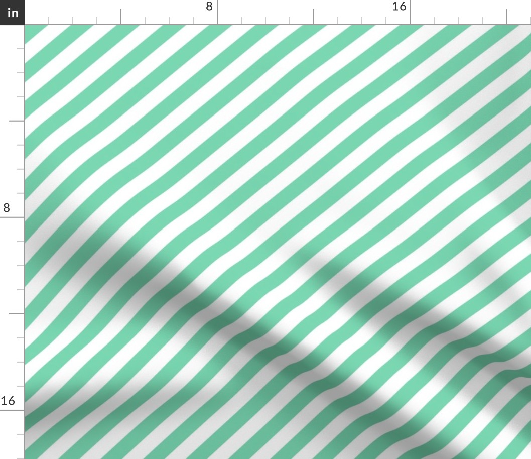 Classic Diagonal Stripes // Aqua and White