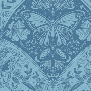 Folk floral in blues