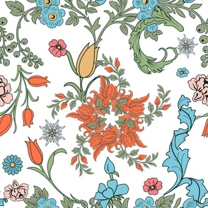 Flowers,art nouveau ,vibrant,vintage,magical art,William Morris style