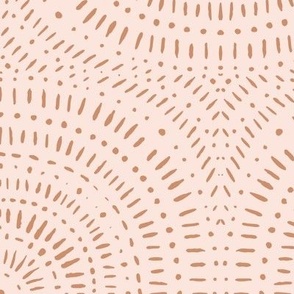 Circles / big scale / light brown soft pink organic handdrawn symmetric lineart pattern design 