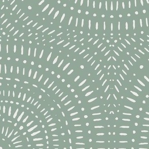 Circles / big scale / sage green organic handdrawn symmetric lineart pattern design 