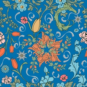 Flowers,art nouveau ,vibrant,vintage,magical art,William Morris style.