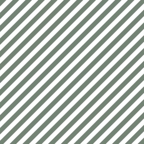 Classic Diagonal Stripes // Boho Sage and White