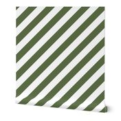 Classic Diagonal Stripes // Greenery and White