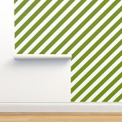 Classic Diagonal Stripes // Apple Green and White