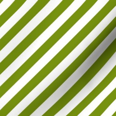 Classic Diagonal Stripes // Apple Green and White