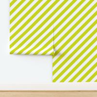 Classic Diagonal Stripes // Chartreuse and White