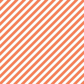 Classic Diagonal Stripes // Persimmon and White