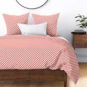 Classic Diagonal Stripes // Living Coral and White