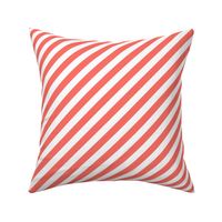 Classic Diagonal Stripes // Living Coral and White