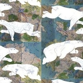 Polar Bears white over map
