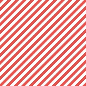 Classic Diagonal Stripes // Cherry and White