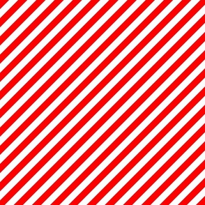 Classic Diagonal Stripes // Bright Red and White