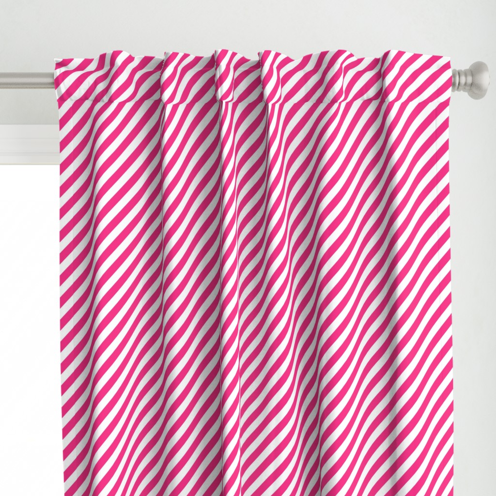 Classic Diagonal Stripes // Hot Pink and White