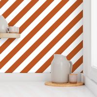 Classic Diagonal Stripes // Burnt Orange and White