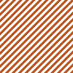 Classic Diagonal Stripes // Burnt Orange and White