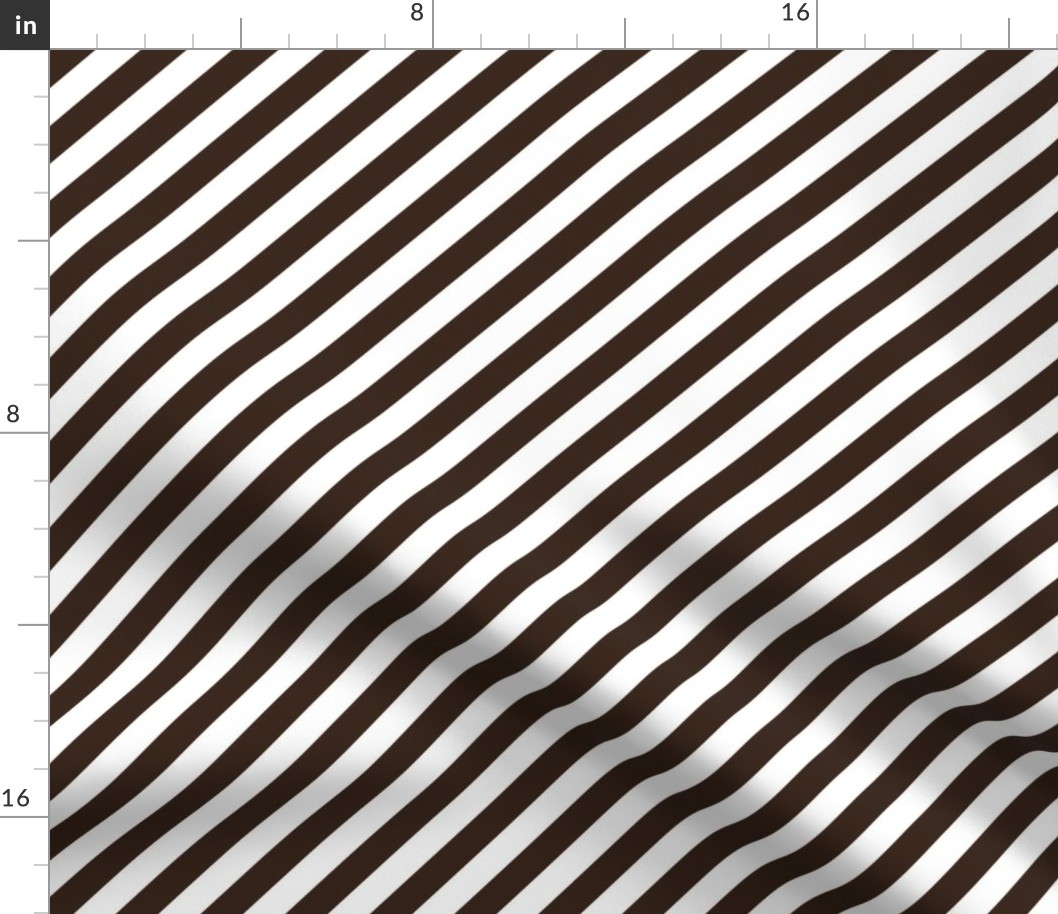 Classic Diagonal Stripes // Burnt Umber and White