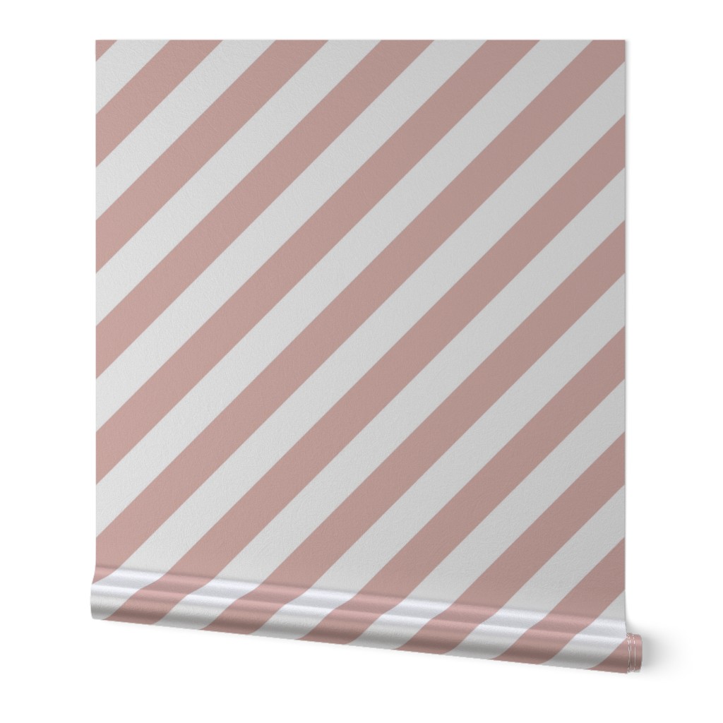 Classic Diagonal Stripes // Boho Light Peach and White