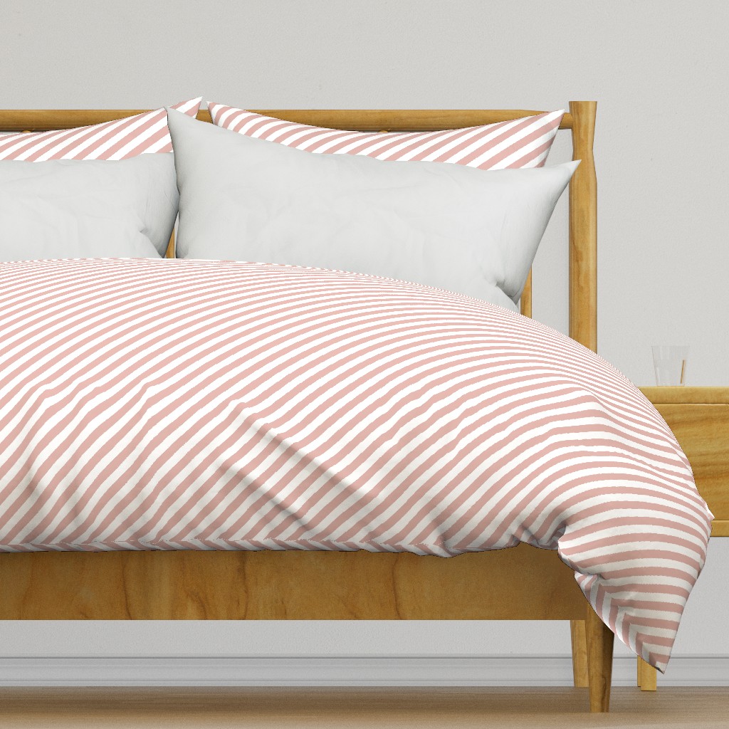 Classic Diagonal Stripes // Boho Light Peach and White