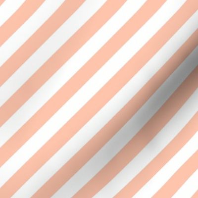 Classic Diagonal Stripes // Peachy and White