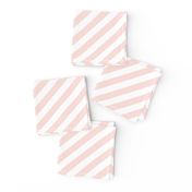 Classic Diagonal Stripes // Lt Peachy Pink and White