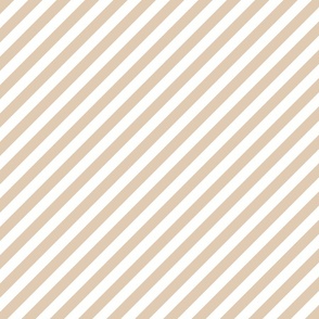 Classic Diagonal Stripes // Boho Tan and White