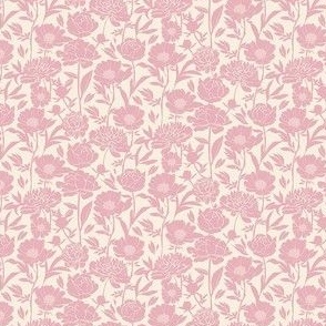 Peonies silhouette floral - Soft pink peony flowers on a creamy white background - extra small