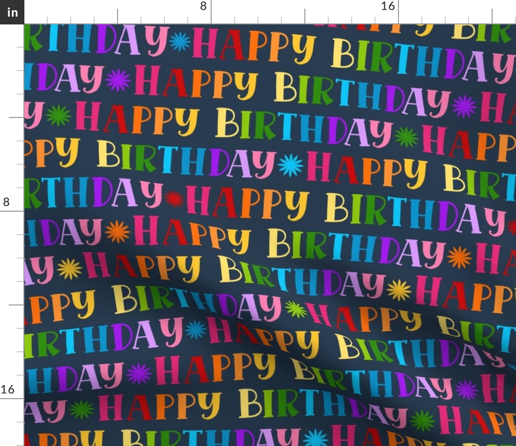 Bigger Scale Rainbow Happy Birthday Letters on Navy
