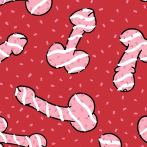 Pink Iced Penis Cakes Red BG Rotated - XL Scale