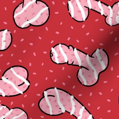 Pink Iced Penis Cakes Red BG - Large Scale