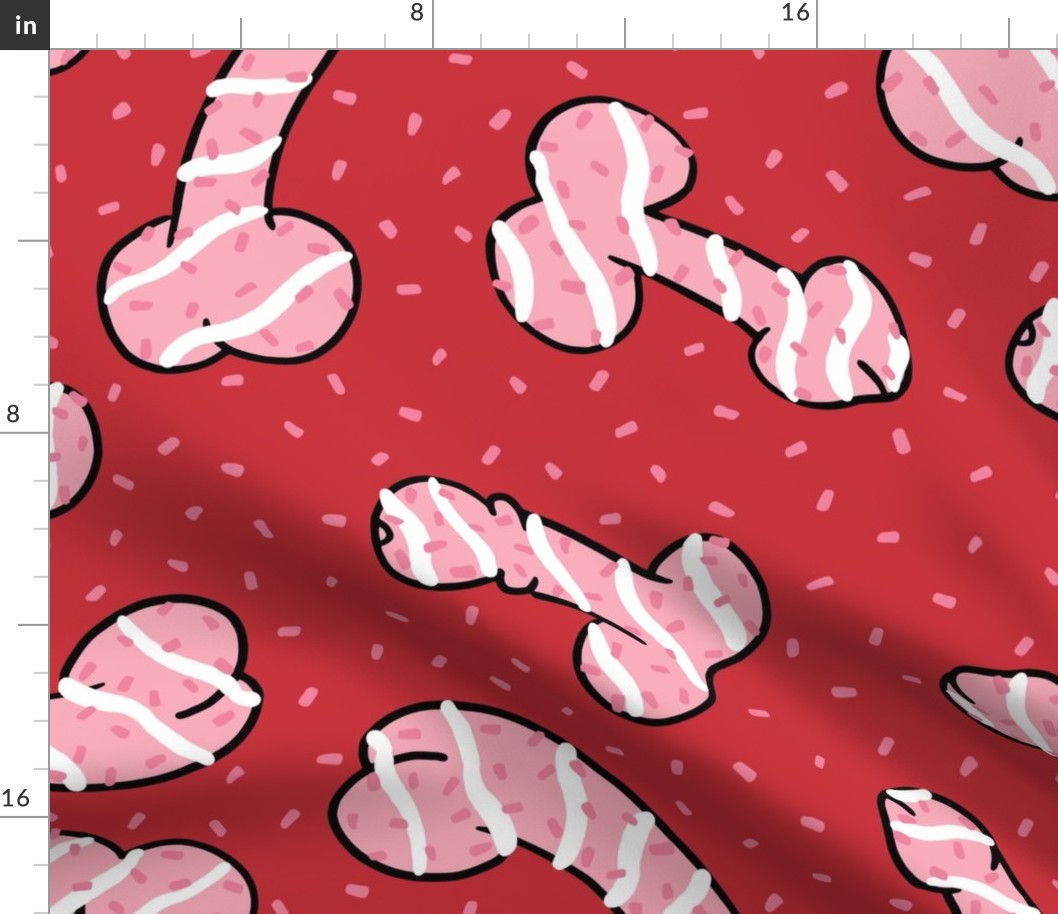 Pink Iced Penis Cakes Red BG - XL Scale