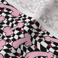 Pink Penis Valentine Black Checker BG - XS Scale